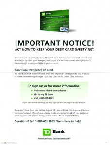 TD Bank's ad for "TD Debit Card Advance"