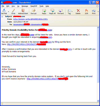 Intrust Domains spam